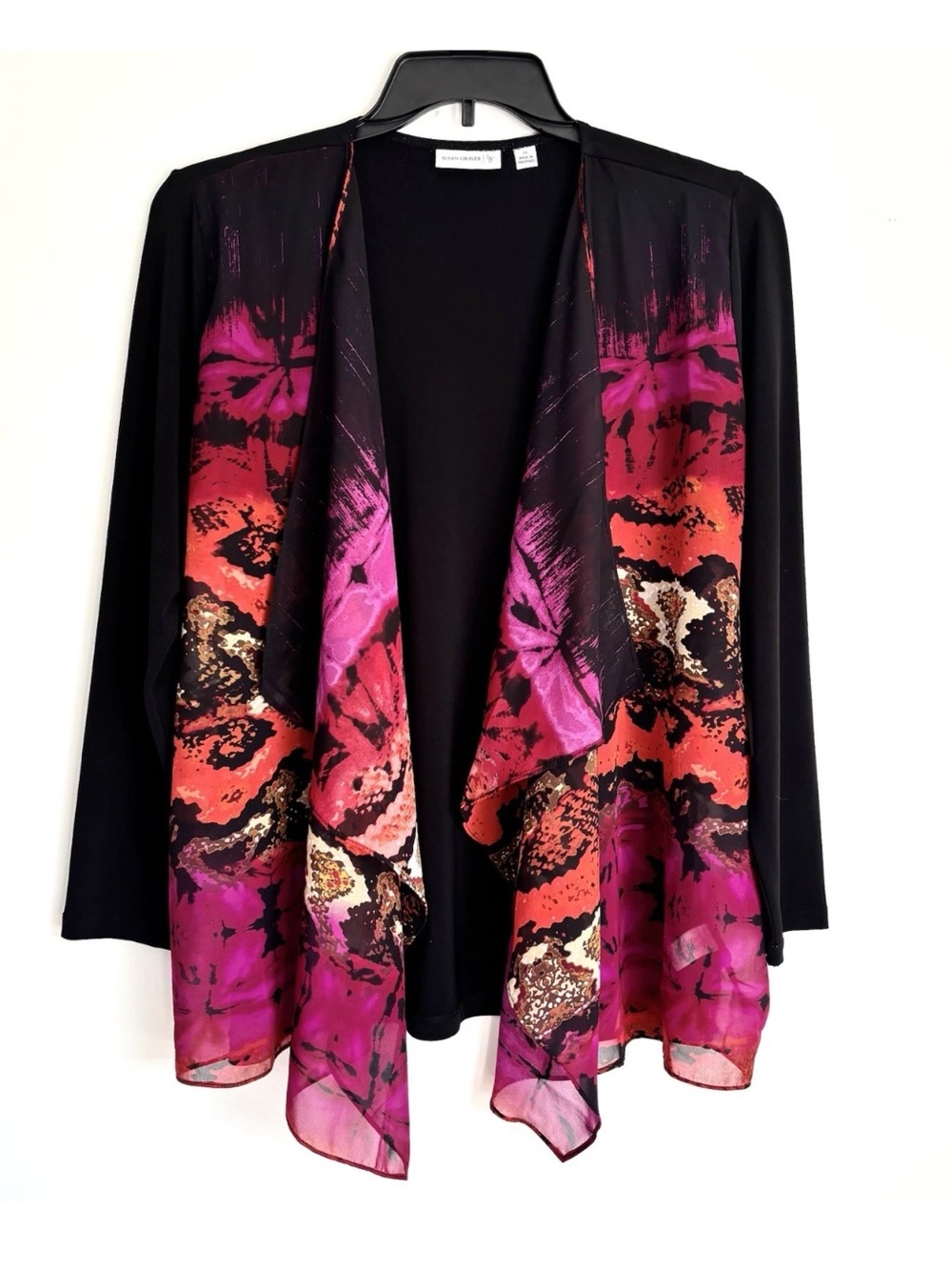 Susan Graver Open Front Animal Print Topper Cardigan